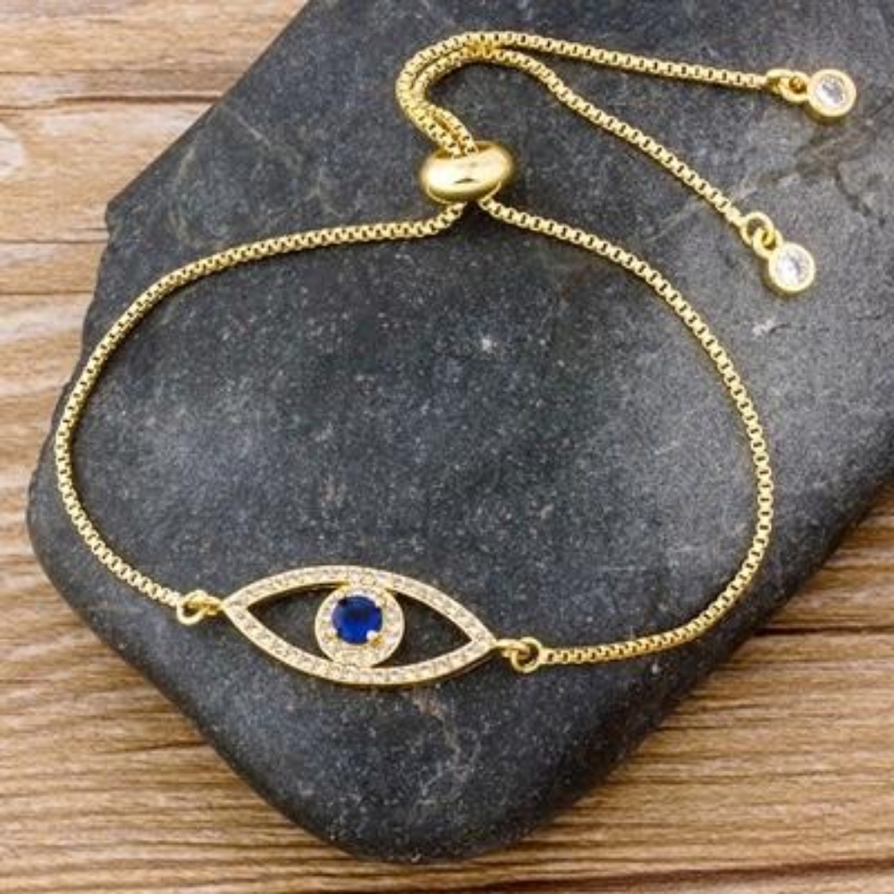 Cut cubic zircon adjustable copper bangled bracele